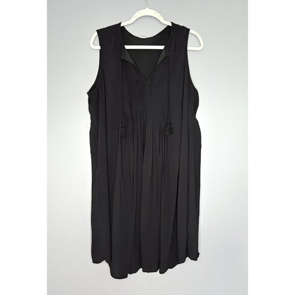 Old Navy Dress Womens XL Black Pintuck Sleeveless Tassel Boho Flowy Classy Cute - Picture 1 of 11
